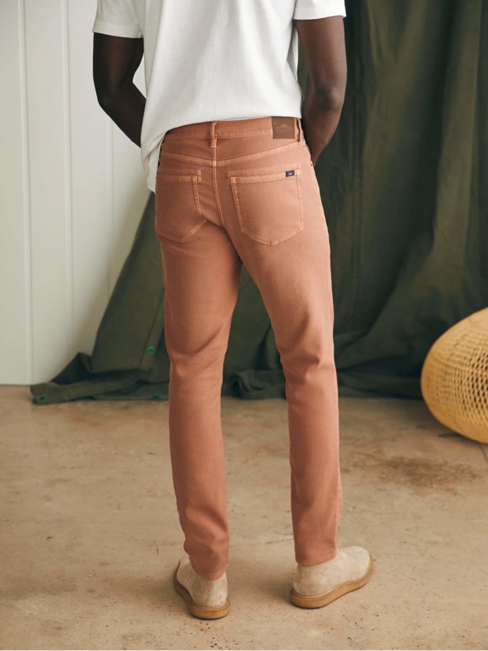 Faherty Stretch Terry 5 Pocket Pants Mens 38x27 Athletic Fit Mesa Red - Picture 2 of 10